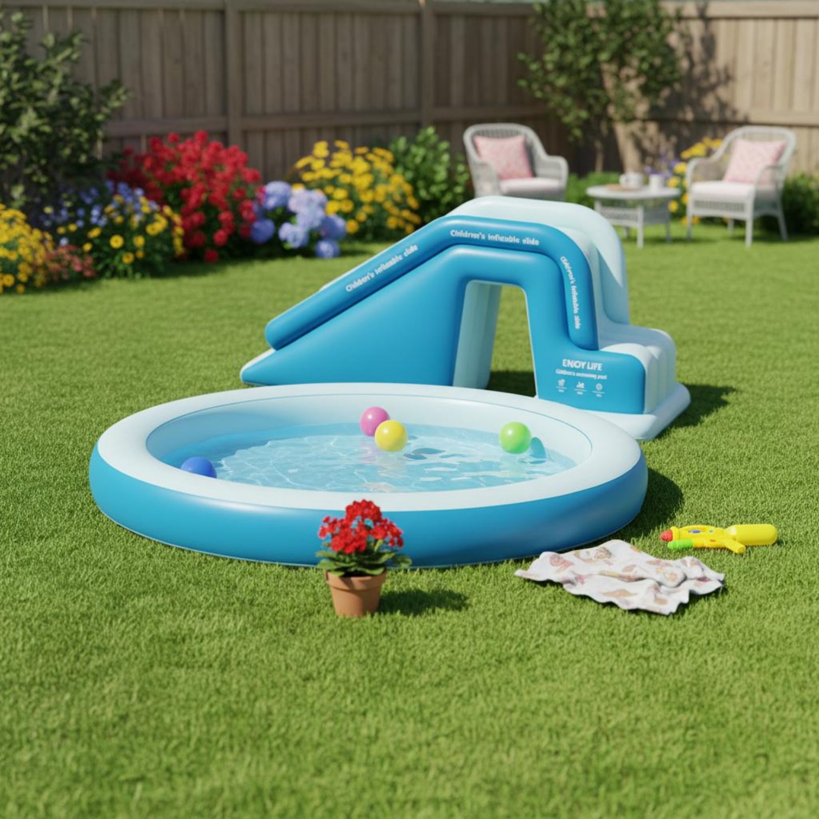 Inflatable Pool Slide Foldable - đánh giá và giá Kids Outdoor Water Toys