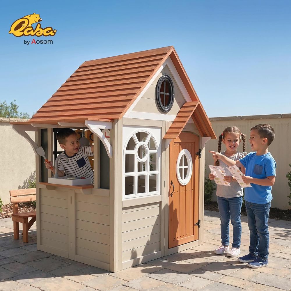 Qaba Outdoor Playhouse Wooden  - đánh giá và giá Qaba Kids Outdoor Playhouse