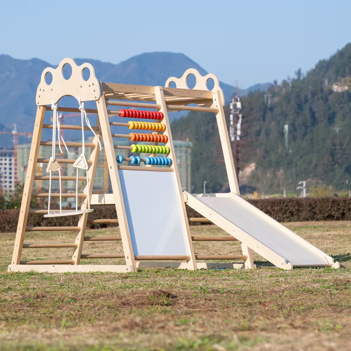 Large Solid Wood Climbing Fram - đánh giá và giá Kids Outdoor Climbing Frame
