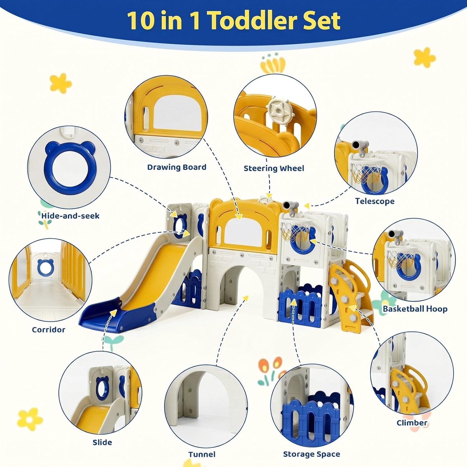 10-in-1 Toddler Slide Set, Kid - đánh giá và giá Kids Outdoor Toys B&Q