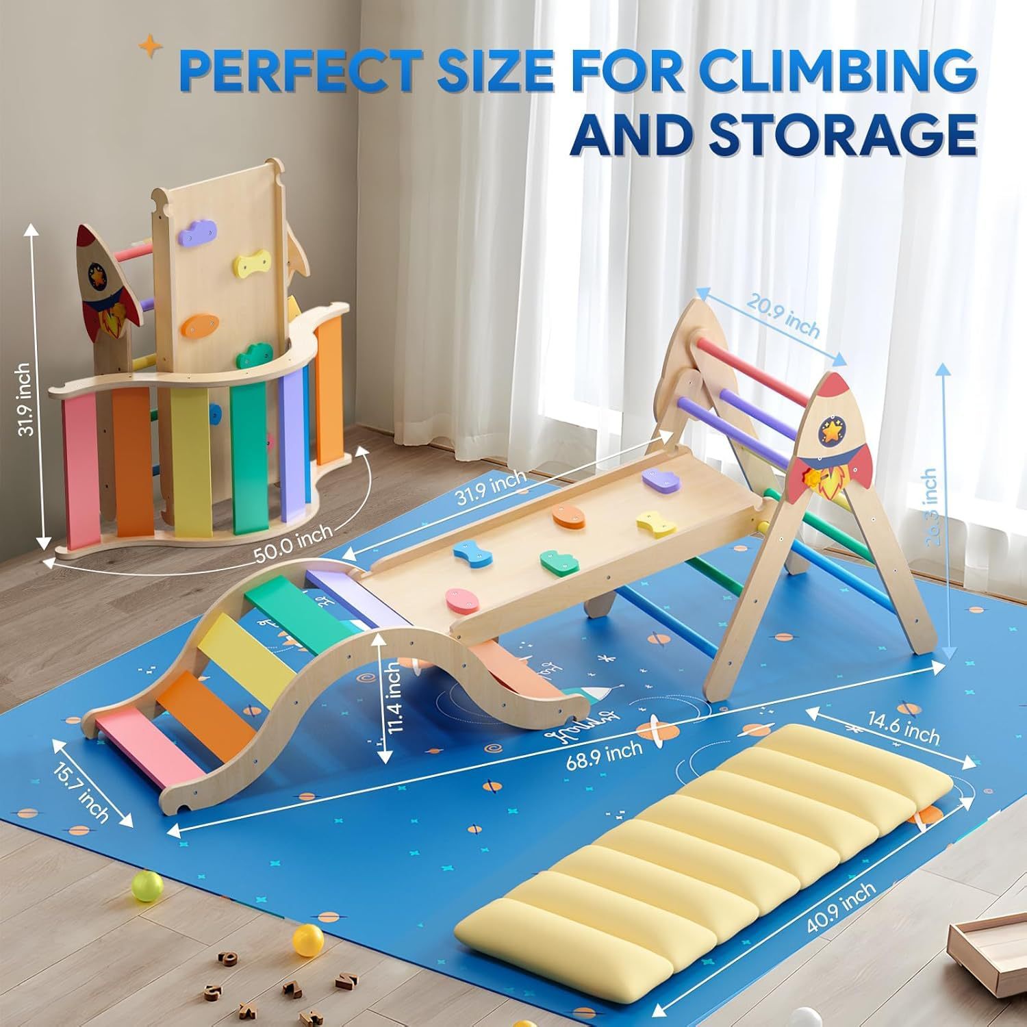 Solid Wood Versatile Climbing  - đánh giá và giá Kids Outdoor Climbing Frame