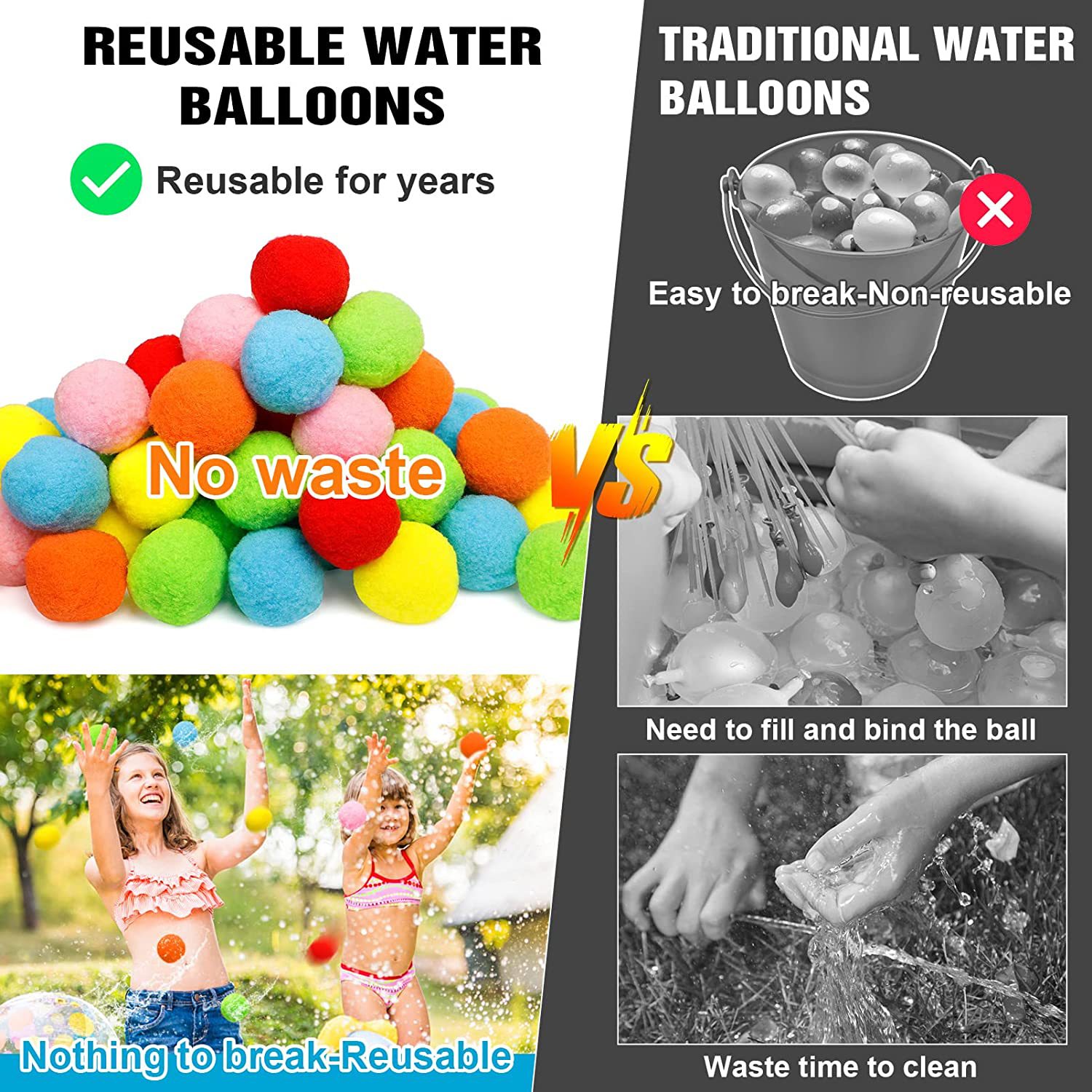 12/30/60Pcs Reusable Water Bal - đánh giá và giá Kids Outdoor Water Toys