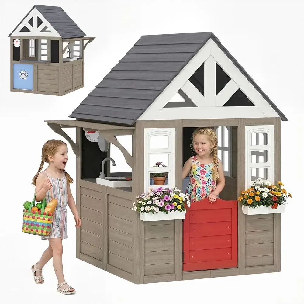 Qaba Outdoor Playhouse, Wooden - đánh giá và giá Qaba Kids Outdoor Playhouse