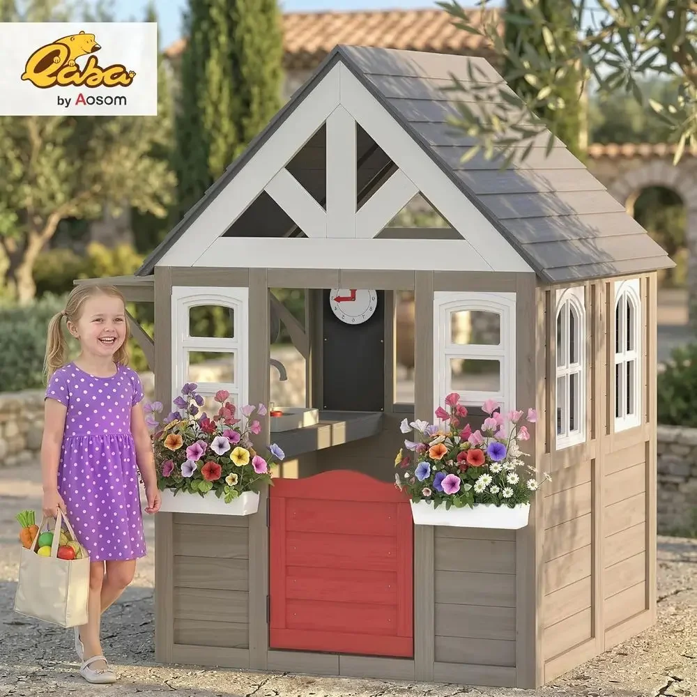 Qaba Outdoor Playhouse, Wooden - đánh giá và giá Qaba Kids Outdoor Playhouse