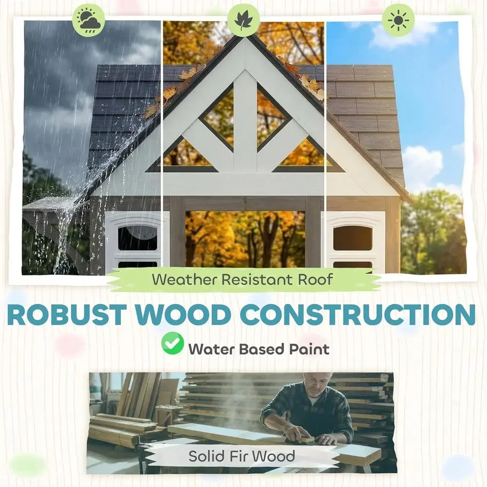 Qaba Outdoor Playhouse, Wooden - đánh giá và giá Qaba Kids Outdoor Playhouse